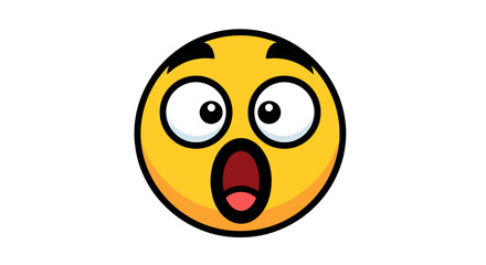 Fototapeta premium Surprised cartoon emoji with big eyes and mouth open expressing shock expression character