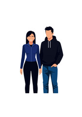 Fototapeta premium Flat Vector Illustration of a Young Diverse Couple