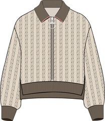 Cozy cable jumper with big zipper detailing Polo collar cable zipper jumper vector free download adobe design © KNITMAN