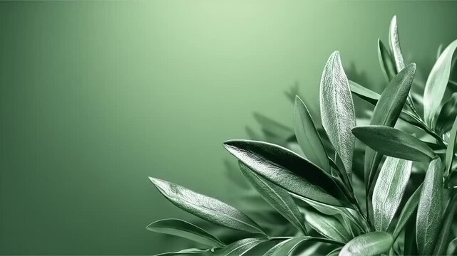 Close-up of olive leaves in shades of green against a blurred background