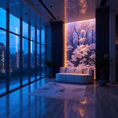 beautiful lighting interior, luxurious space, high-end space, elegant space, sophisticated space, digital art, AI Generative