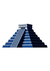 Modern Flat Vector Illustration of Mayan Chichen Itza Pyramid