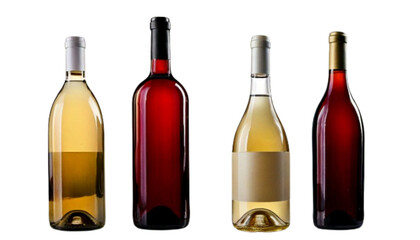 Set of Three Wine Bottle Variations, isolated on transparent background PNG