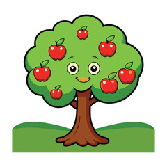 Apple cartoon tree