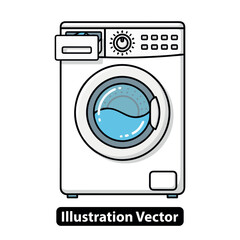 Modern household appliance illustration Front-loading laundry washing machine for clean clothes