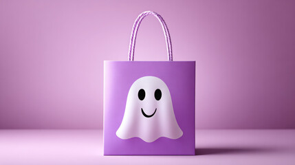 Purple bag with a ghost on it