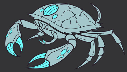Stylized Crab Creature with Glowing Claws and Detailed Shell Design