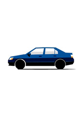 Obraz premium Minimalist Flat Vector Illustration of a Blue Sedan Car