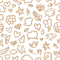 Seamless pattern background with hand drawn design elements and doodles