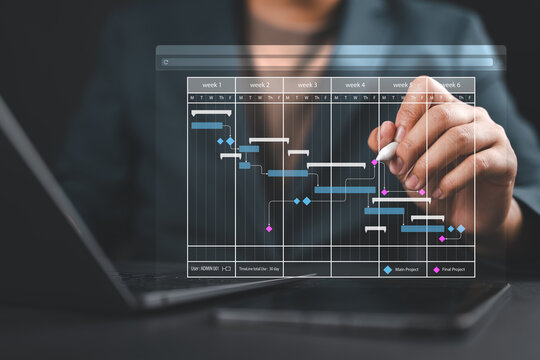 Plant management by planning software to handle Gantt chart schedule for updating project, work progress, and revision operation task plans. Engineer or Site manager makes proceeding report concept.