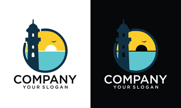Creative Lighthouse Mercusuar Vector Logo Template 