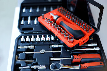 Socket and Screwdriver Bit Set in Plastic Case for DIY and Mechanical Repair