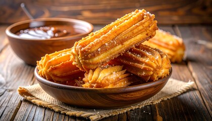 Delicious Churros with Chocolate Dip - A Sweet Treat.