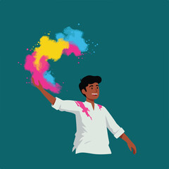 Joyful person throwing vibrant powder celebrating festival