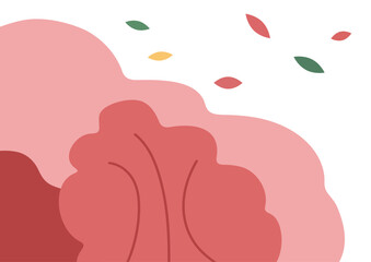 Abstract autumn landscape with falling leaves. Minimalist art for background, greeting card, poster, banner, and web design.