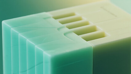 Abstract Mint Green Geometric Cubes with Soft Light and Depth