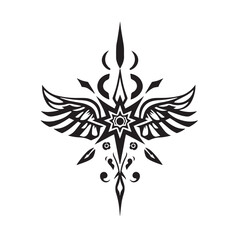 Minimal tattoo style motif vector design concept black and white illustration.