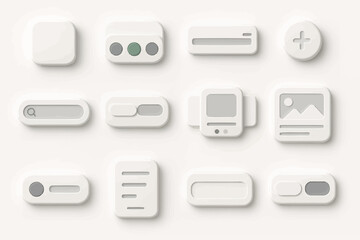 Minimalistic white ui elements collection for web design and development