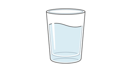 Stylized glass of water illustration against a clean white backdrop showcasing simplicity and