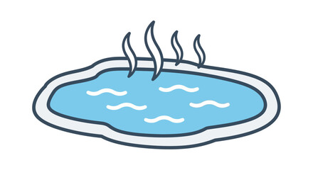 Inviting hot spring illustration with rising steam beckons relaxation and well-being