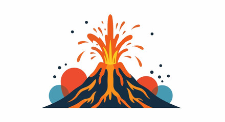 Stylized volcano eruption with lava and vibrant color scheme in minimalist illustration style © chounima