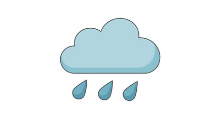 Simple and Appealing Cartoon Cloud with Raindrops for Weather Forecast Illustrations