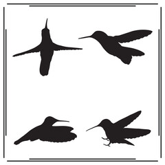 Hummingbird Silhouette Set - Flying Hummingbirds, Bird Icons, Nature Vector Clipart, Hummingbird Illustrations, Bird Symbols for Design, Wildlife Art