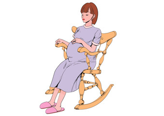 妊娠中の女性がリラックスして過ごす時間を描いたマタニティ向けベクターイラスト