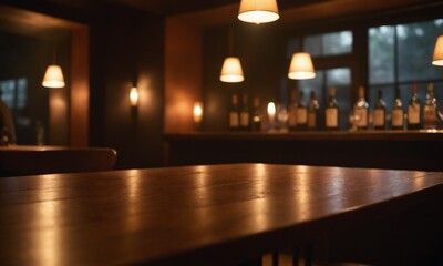 Gather 'round the rustic table in this cozy bar scene, imagine sharing stories and drinks in this warm and inviting atmosphere for friends and family