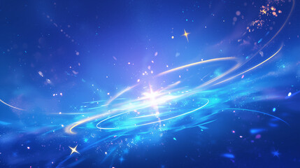 宇宙に輝く、魔法の光と星屑の優雅なイラスト背景