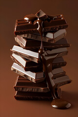Stack of rich dark chocolate thick bars
