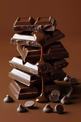 Stack of rich dark chocolate thick bars
