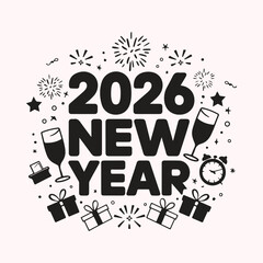 Collection of 2026 Happy New Year symbols