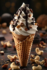 Close-up of a vanilla soft serve ice cream cone