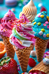 Artistic food photography of chocolate ice cream cone