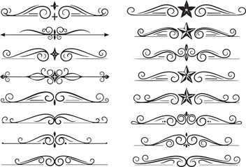 Vector art of collection of decorative dividers old western line.