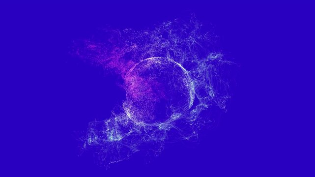 Nebula of dots representing machine learning process with data analysis. Sphere of energy in movement  particles. Abstract Technology on blu background