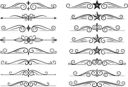 Vector art of collection of decorative dividers old western line.