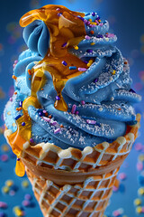 Artistic food photography of chocolate ice cream cone