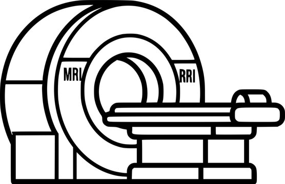 Outline icon of MRI machine clean vector line art for medical use
