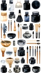Watercolor tools illustration