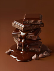 Stack of rich dark chocolate thick bars