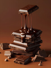 Stack of rich dark chocolate thick bars
