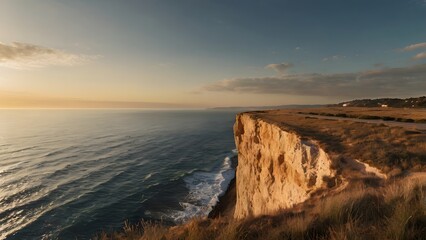 Fototapeta premium Seaside sunset horizon with clouds
