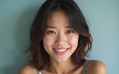 Asian woman having problem with two personality or bipolar with difference face  moody, sad and happy. High quality