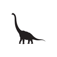 Brachiosaurus silhouette vector flat illustration design on white background