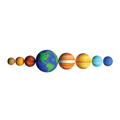 Colorful planets and earth in outer space  vector illustration