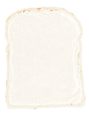 Bread slice with creamy spread isolated on transparent background