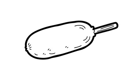 Obraz premium Simple Black and White Cartoon Illustration of Corn Dog on Stick