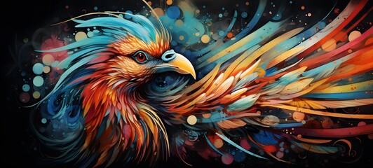 Obraz premium Pointillist grunge design of griffin with abstract dotted pattern, ,generative AI